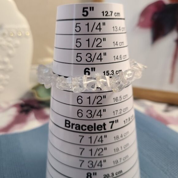 Clear Quartz Chip Bracelet | Natural Crystal Stretch Boho Healing Jewelry Gift - Picture 9 of 10